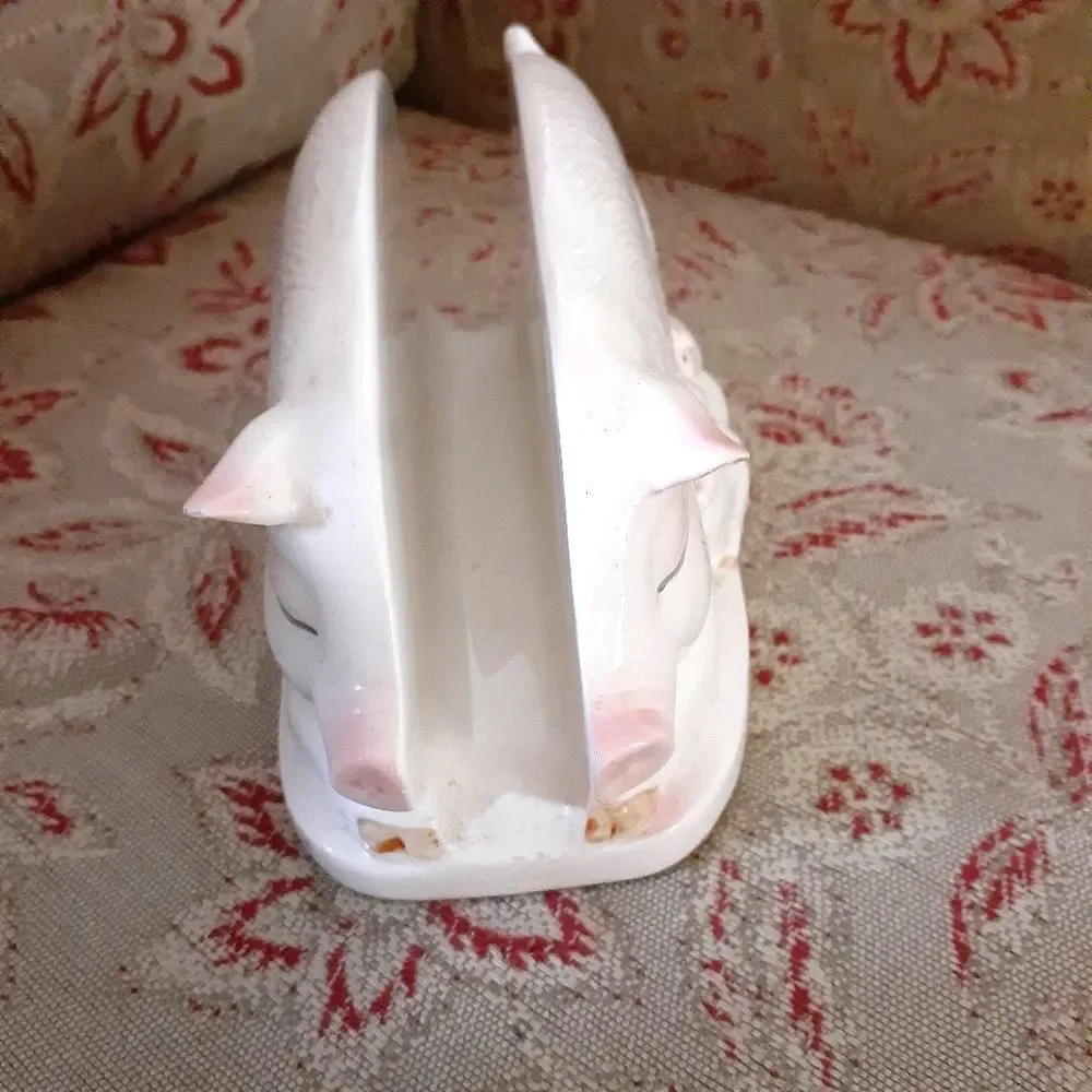Otagiri Ceramic Pig & Piglets Napkin Holder vintage pink
